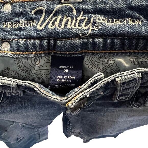 Vanity Premium Collection Jean Capri Pants Women's 25 Denim Distressed Stretch - Picture 6 of 6